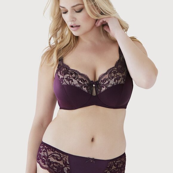 Set of 3! Thongs Large Panties Bramour Tribeca L FITS 29-30" Lace Brief Burgundy - Picture 5 of 16